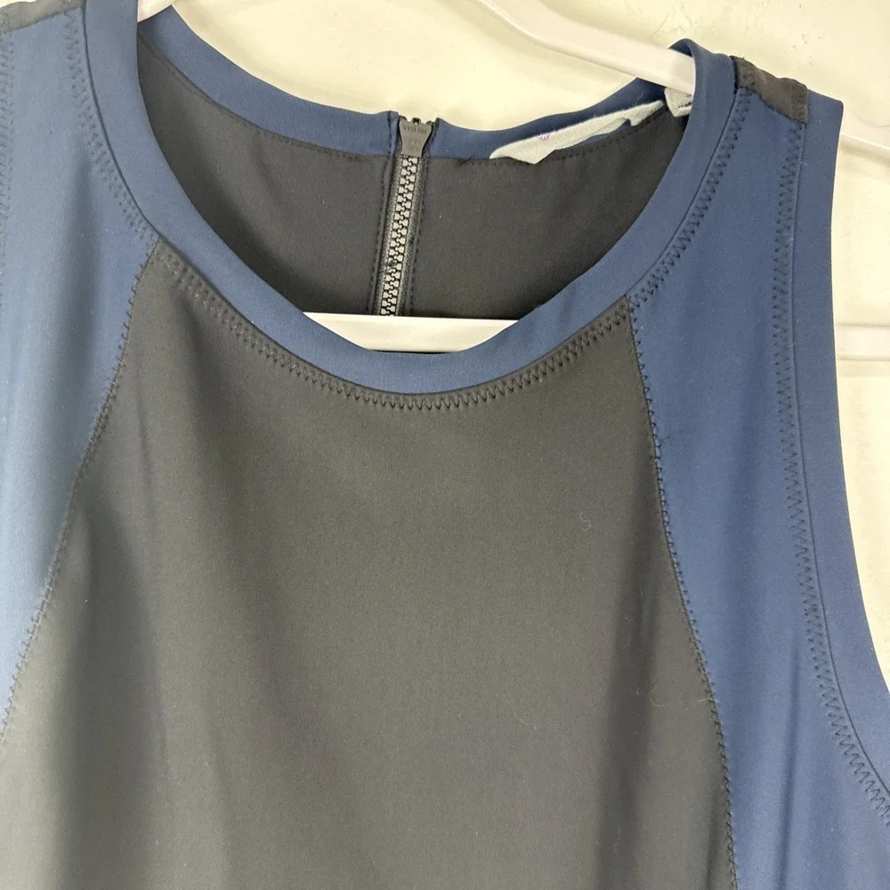 Athleta Stellar En Route Sleeveless Black Blue Colorblock Dress Size S Bodycon